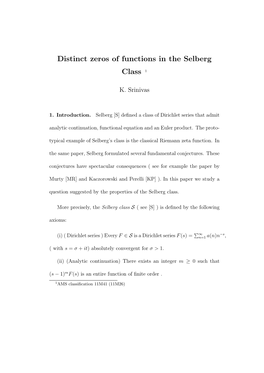 Distinct Zeros of Functions in the Selberg Class 1