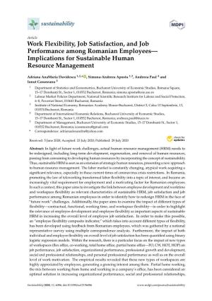 Work Flexibility, Job Satisfaction, and Job Performance Among Romanian Employees— Implications for Sustainable Human Resource Management