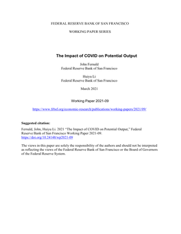 The Impact of COVID on Potential Output