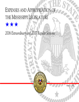 Expenses and Appropriation of the Mississippi Legislature