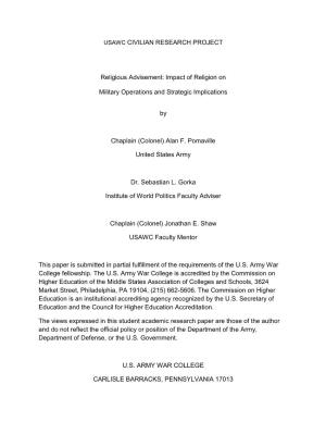 Impact of Religion on Military Operations and Strategic Implications
