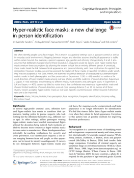 Hyper-Realistic Face Masks: a New Challenge in Person Identification