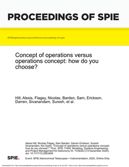 Concept of Operations Versus Operations Concept: How Do You Choose?