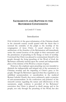 Sacraments and Baptism in the Reformed Confessions