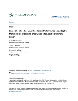 Living Shoreline Sea Level Resiliency: Performance and Adaptive Management of Existing Breakwater Sites, Year 2 Summary Report