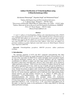 Adduct Purification of Trimethylgallium Using 4-Dimethylaminopyridine