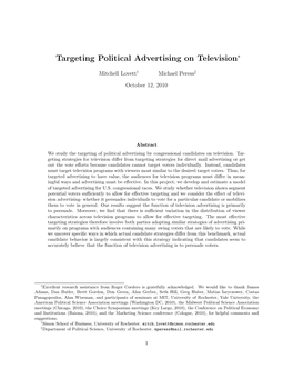Targeting Political Advertising on Television∗