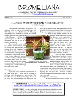 BROMELI ANA PUBLISHED by the NEW YORK BROMELIAD SOCIETY1 (Visit Our Website