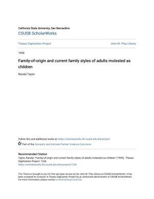 Family-Of-Origin and Current Family Styles of Adults Molested As Children