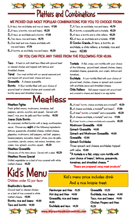 Kid's Menu Price Includes Drink and a Rice Krispie Treat