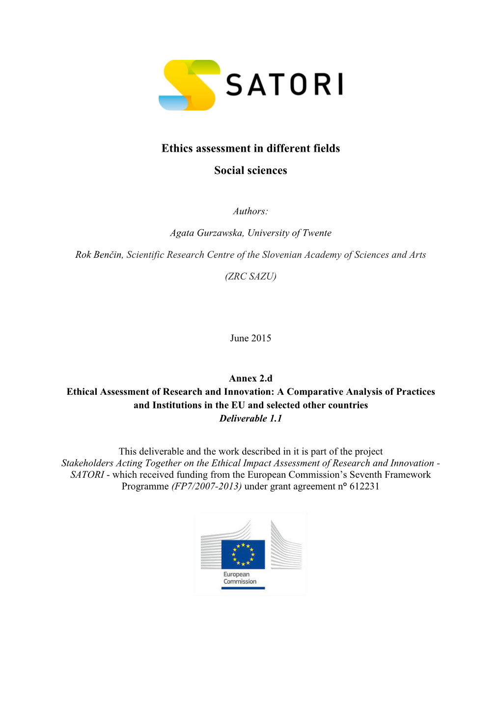 Ethics Assessment in Different Fields Social Sciences