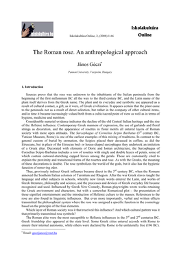 The Roman Rose. an Anthropological Approach