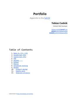 Portfolio ​ Appendix to the Full CV