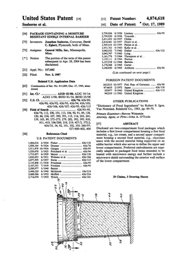 United States Patent (19) 11 Patent Number: 4,874,618 Seaborne Et Al