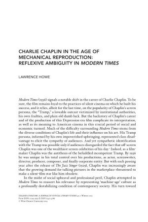 Charlie Chaplin in the Age of Mechanical Reproduction: Reflexive Ambiguity in Modern Times