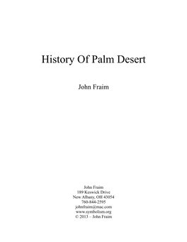 Palm Desert History