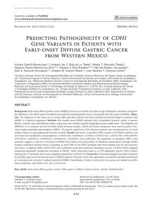 Predicting Pathogenicity of CDH1 Gene Variants in Patients with Early-Onset Diffuse Gastric Cancer from Western Mexico