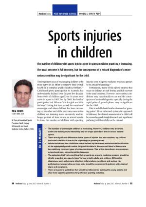 Sports Injuries in Children Continued
