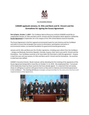 CANARI Applauds Jamaica, St. Kitts and Nevis and St. Vincent and the Grenadines for Signing the Escazú Agreement