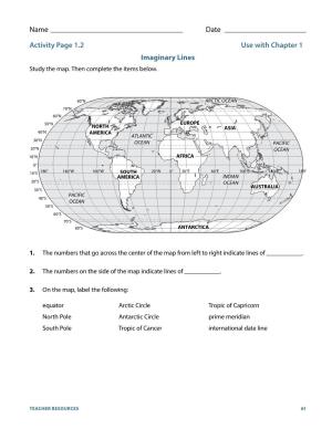 Name Date Activity Page 1.2 Use with Chapter 1 Imaginary Lines