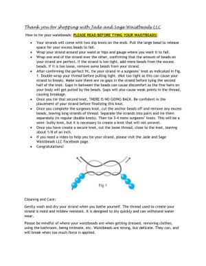 Thank You for Shopping with Jade and Sage Waistbeads LLC How to Tie Your Waistbeads: PLEASE READ BEFORE TYING YOUR WAISTBEADS!