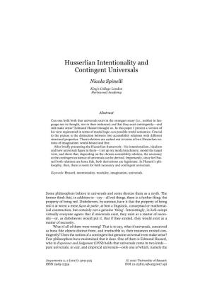 Husserlian Intentionality and Contingent Universals