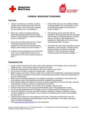 Carbon Monoxide Poisoning Fact Sheet