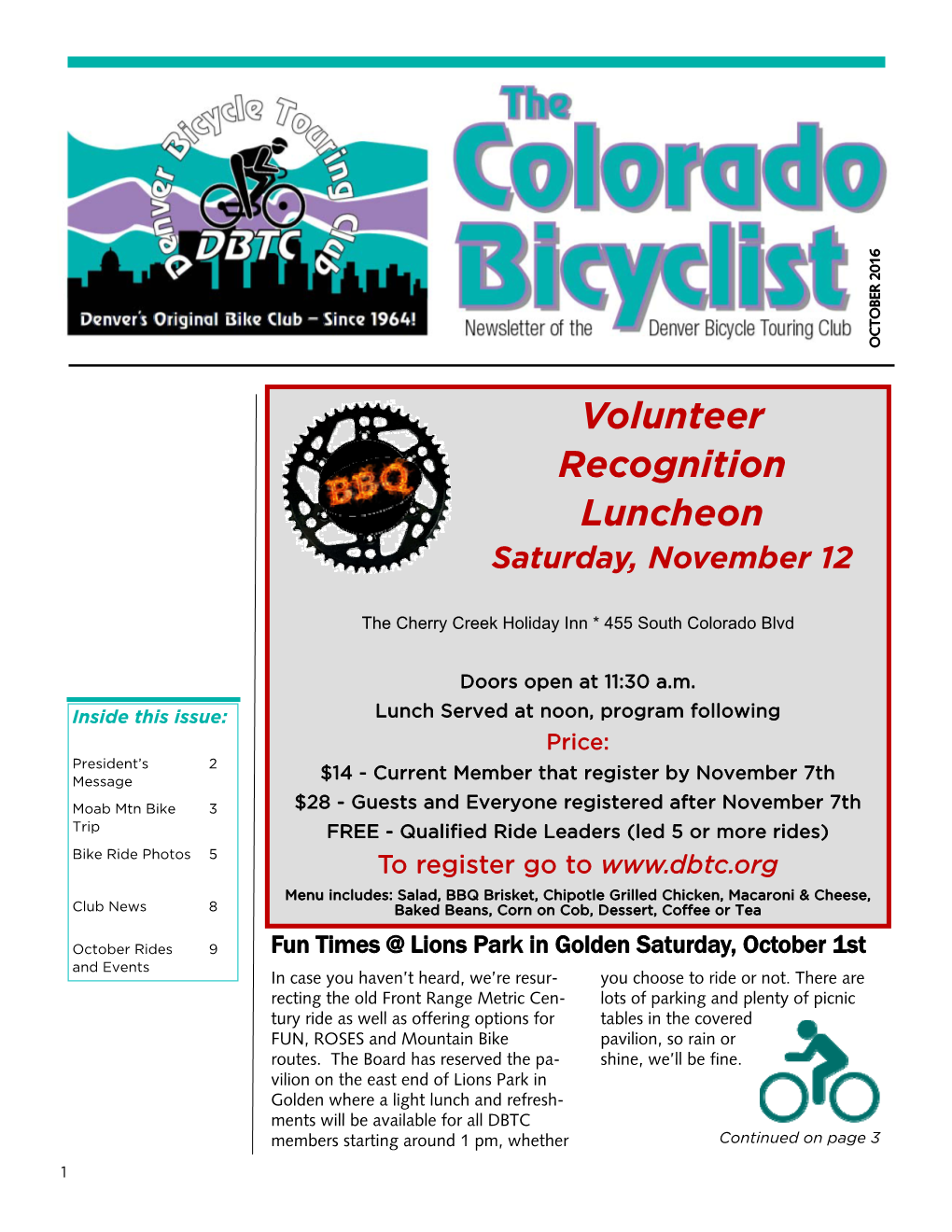 Bike Club Newsletter.Oct 2016