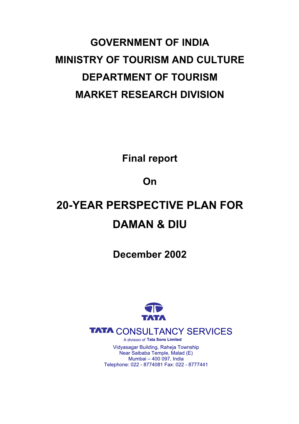 20-Year Perspective Plan for Daman &