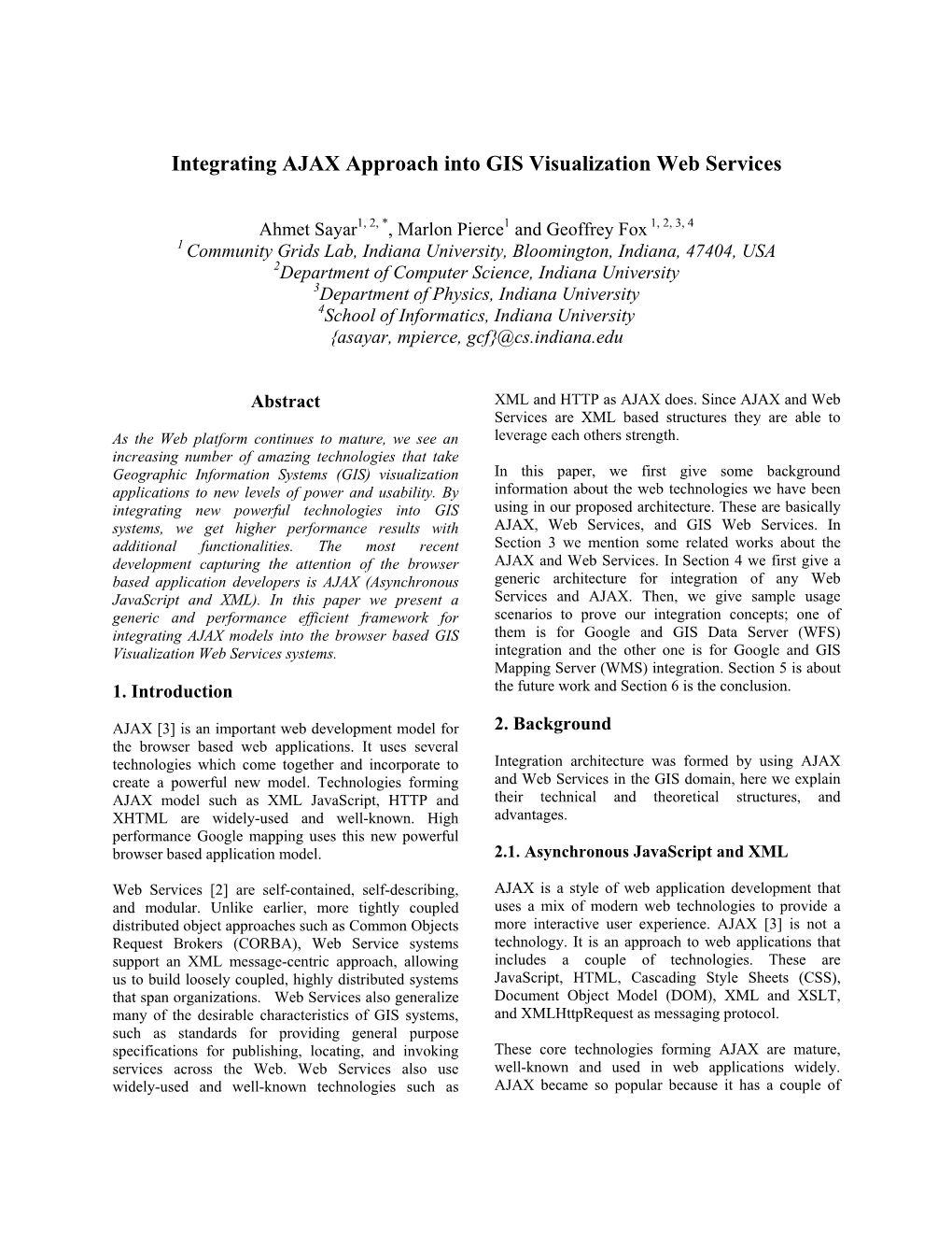 Integrating AJAX Approach Into GIS Visualization Web Services