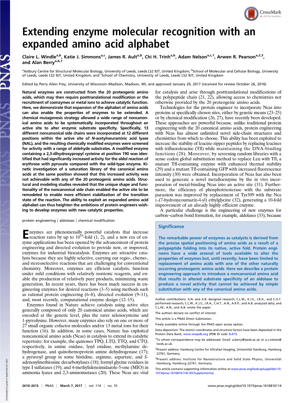 Extending Enzyme Molecular Recognition with an Expanded Amino Acid Alphabet