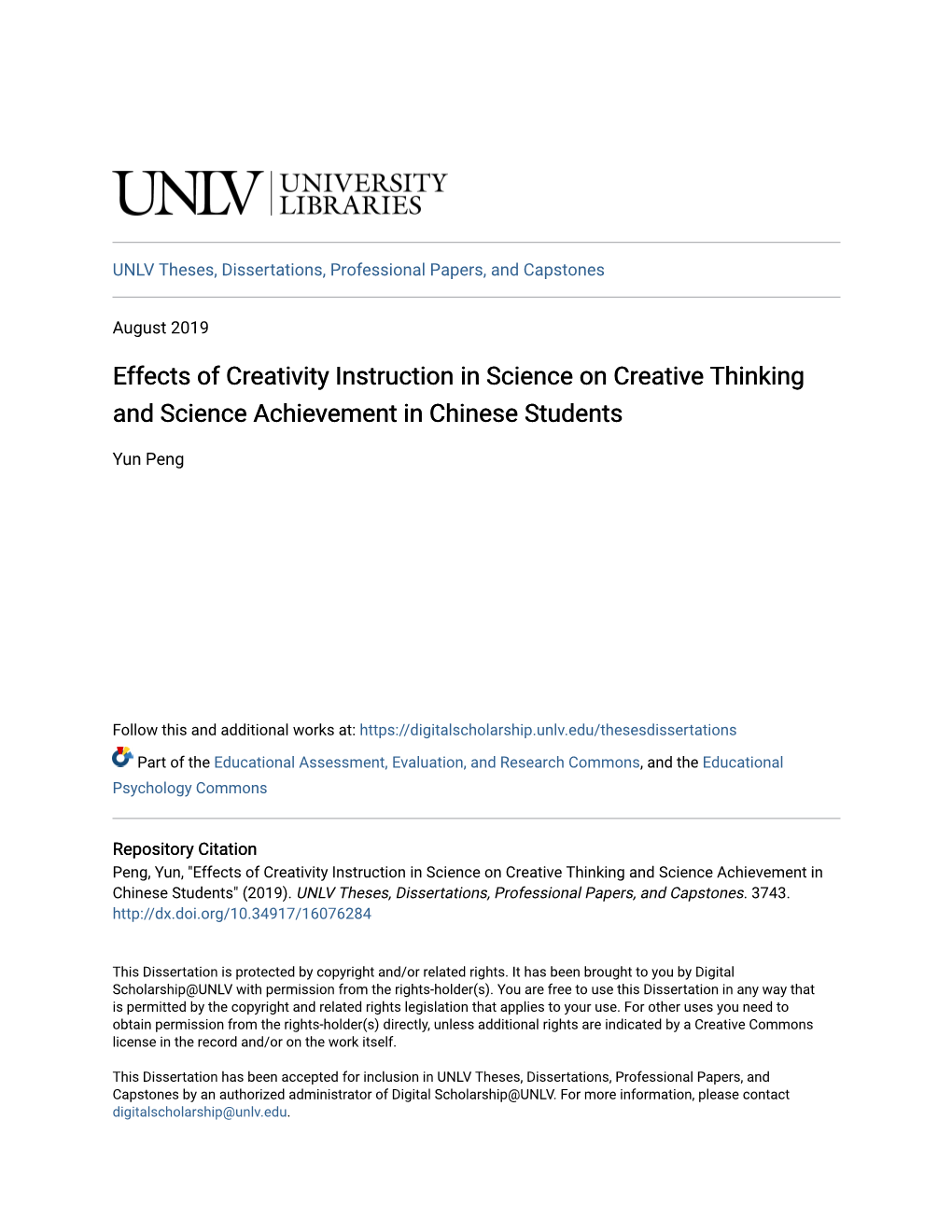 Effects of Creativity Instruction in Science on Creative Thinking and Science Achievement in Chinese Students