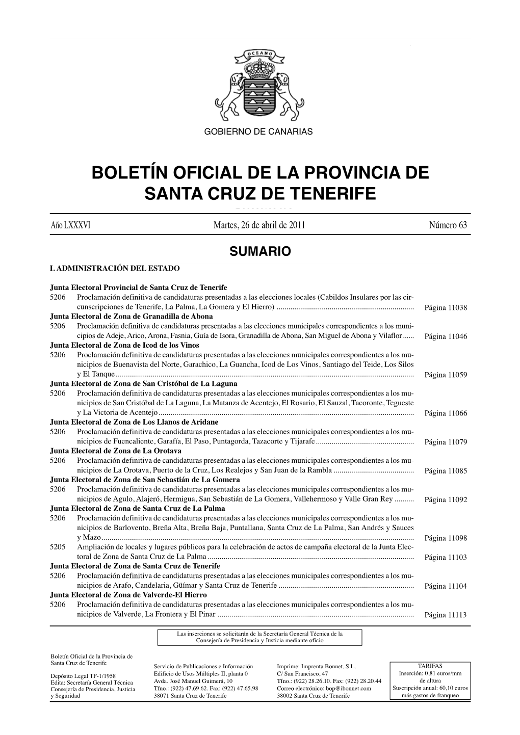 Boletín 066/2011, De Fecha 29/4/2011