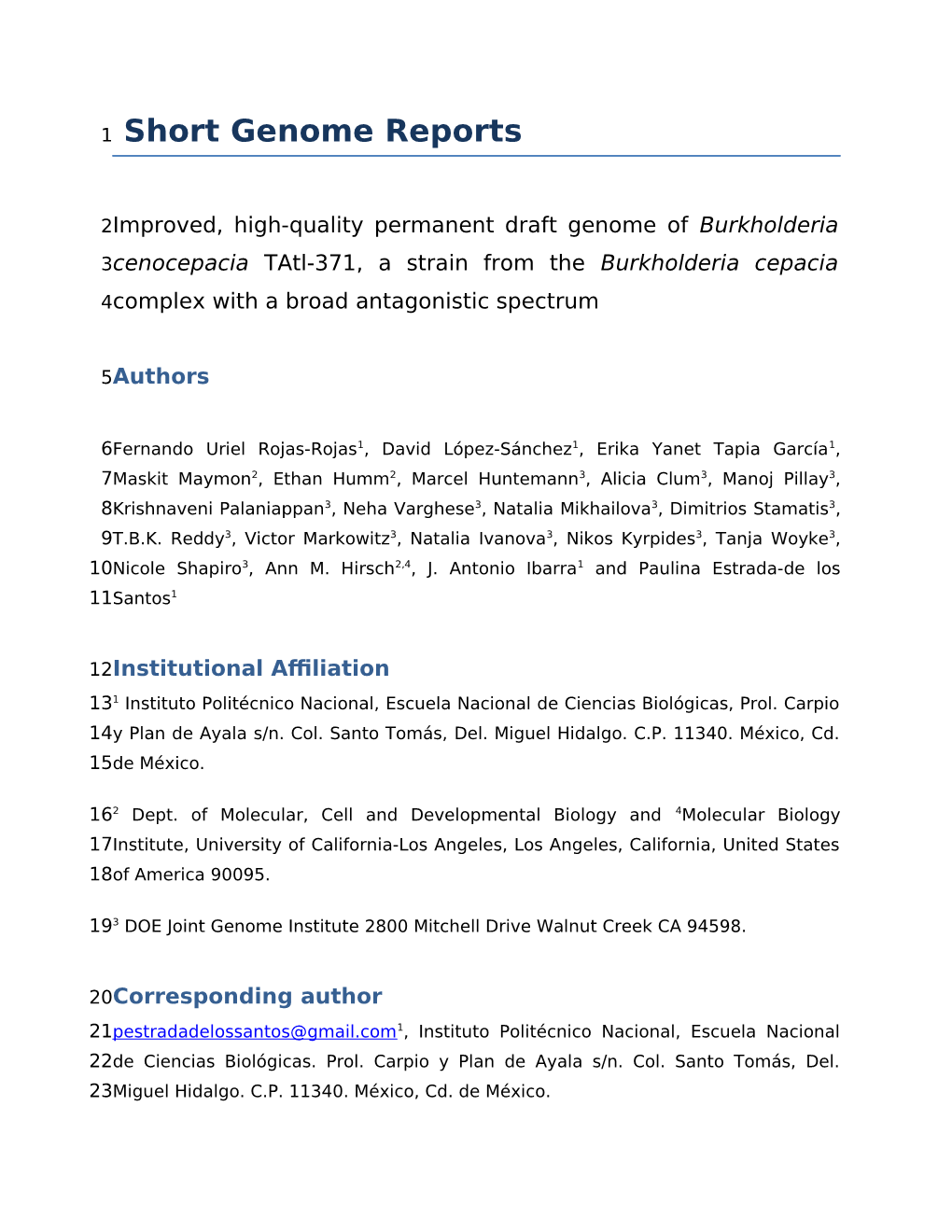 Short Genome Reports