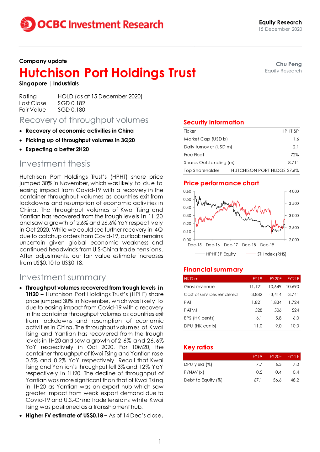 Hutchison Port Holdings Trust Singapore | Industrials