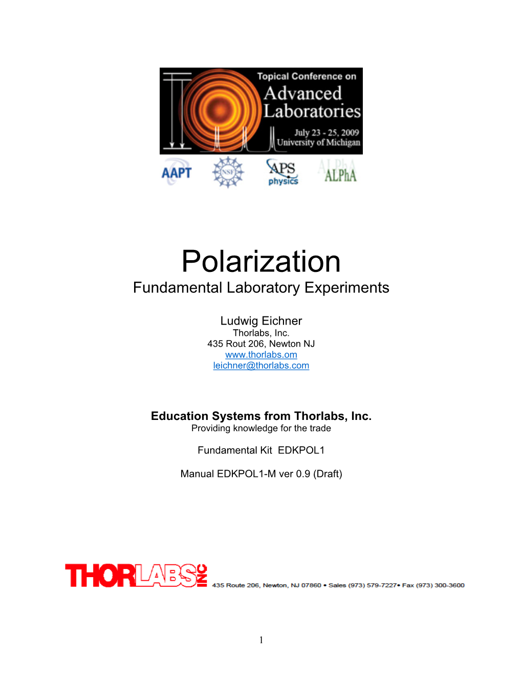 Polarization Fundamental Laboratory Experiments