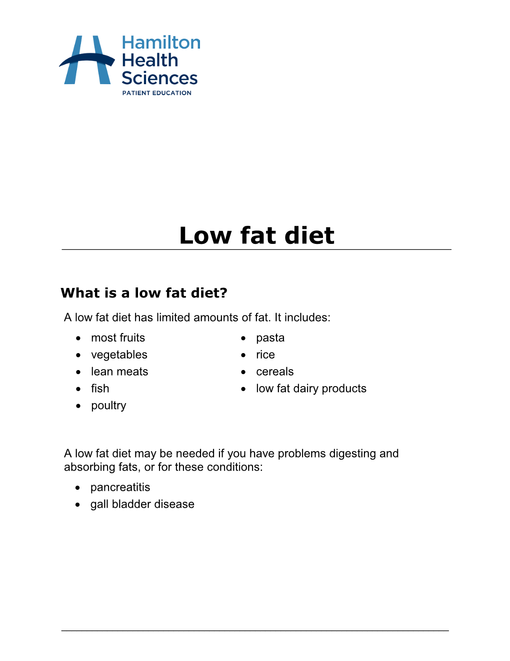 Low Fat Diet