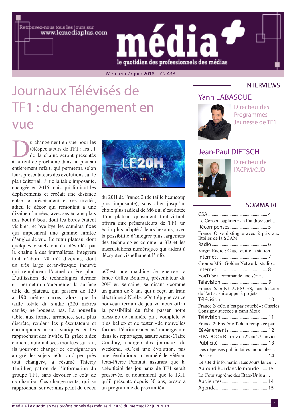 Du Changement En Programmes Vue Jeunesse De TF1