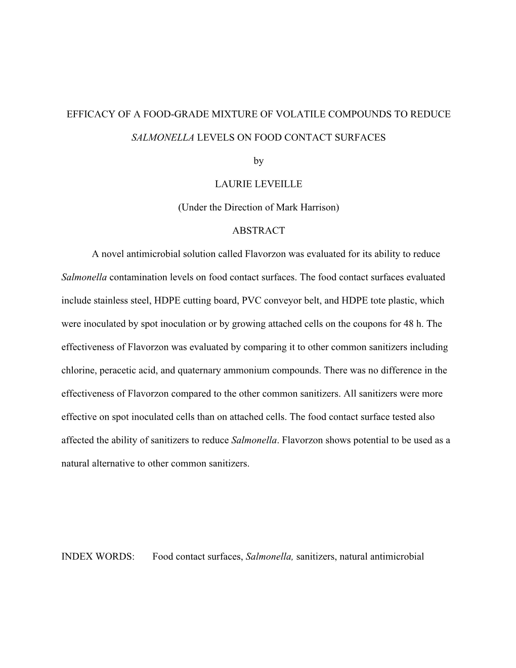 Efficacy of a Food-Grade Mixture of Volatile Compounds to Reduce