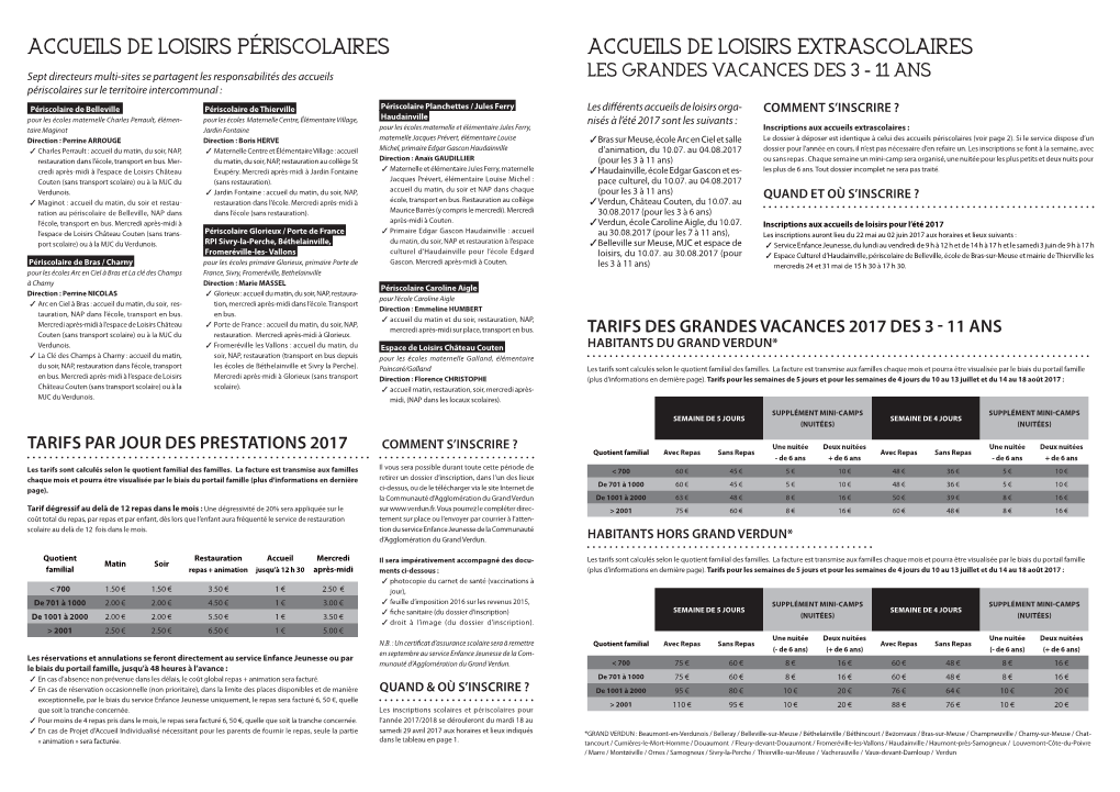 Accueils De Loisirs Périscolaires Accueils De Loisirs Extrascolaires