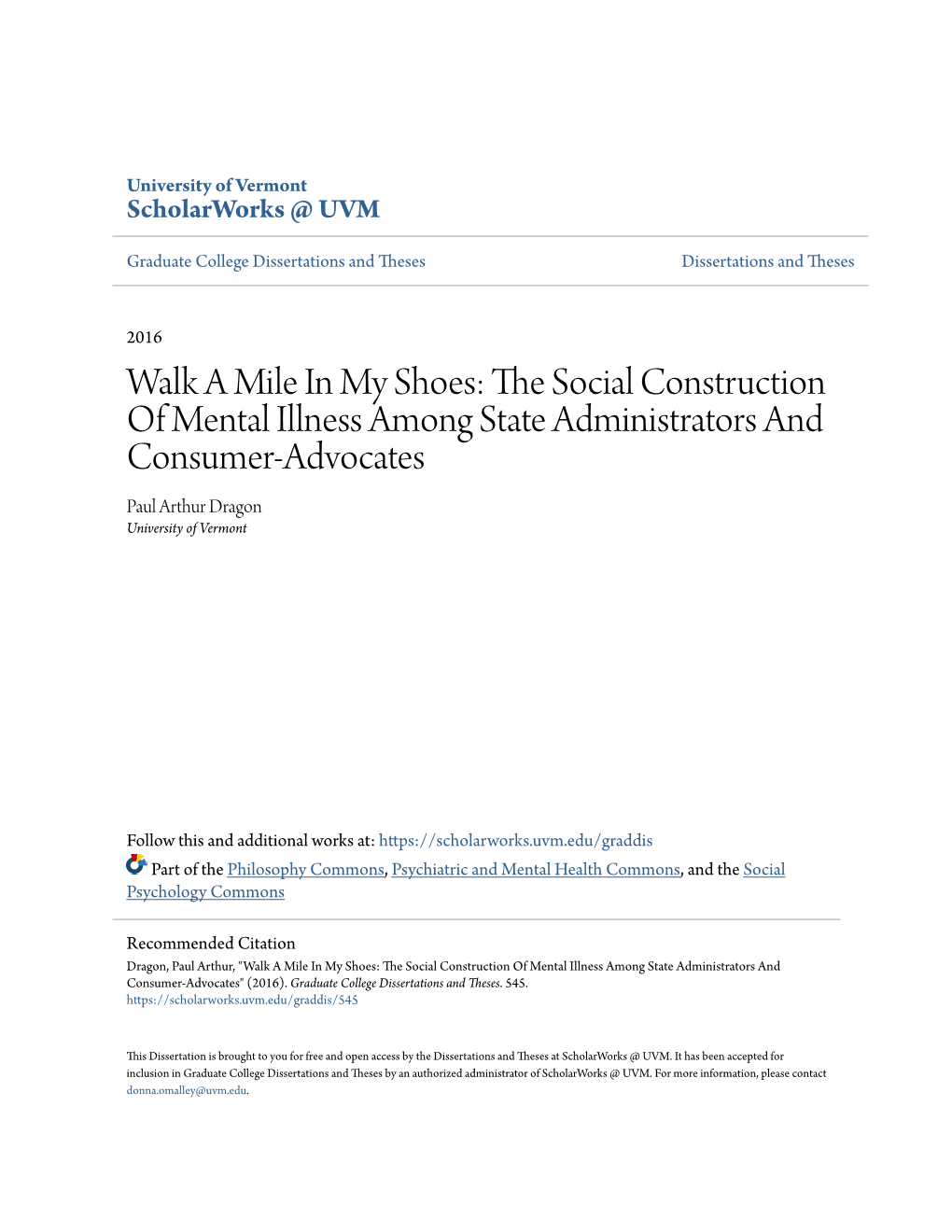 The Social Construction of Mental Illness Among State Administrators and Consumer-Advocates