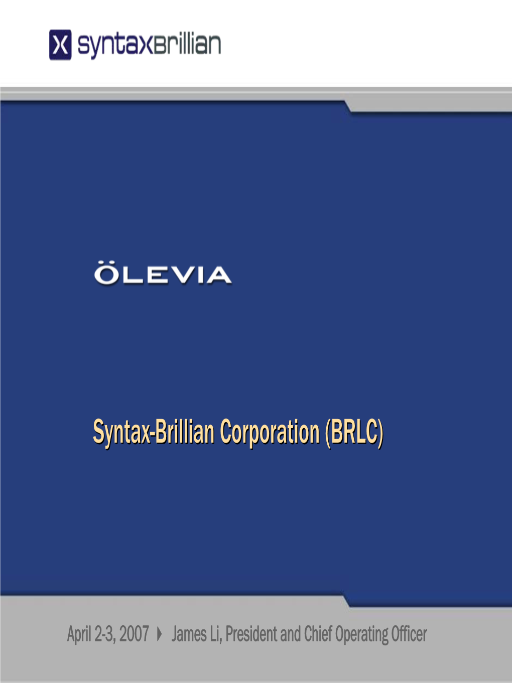 Syntax-Brillian Corporation (BRLC)