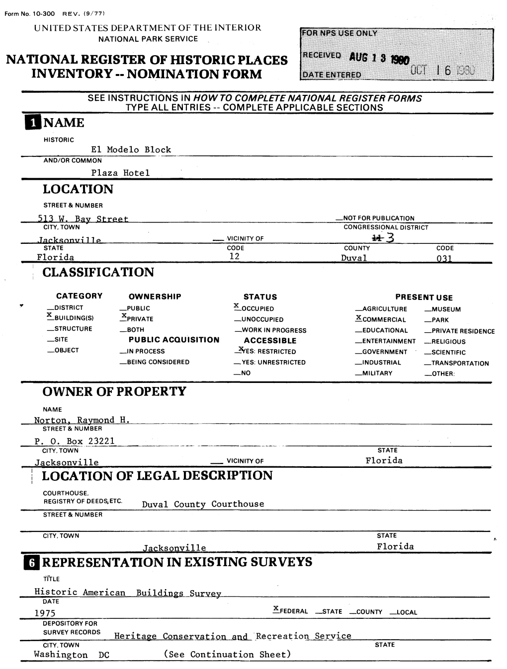 National Register of Historic Places Inventory - Nomination Form