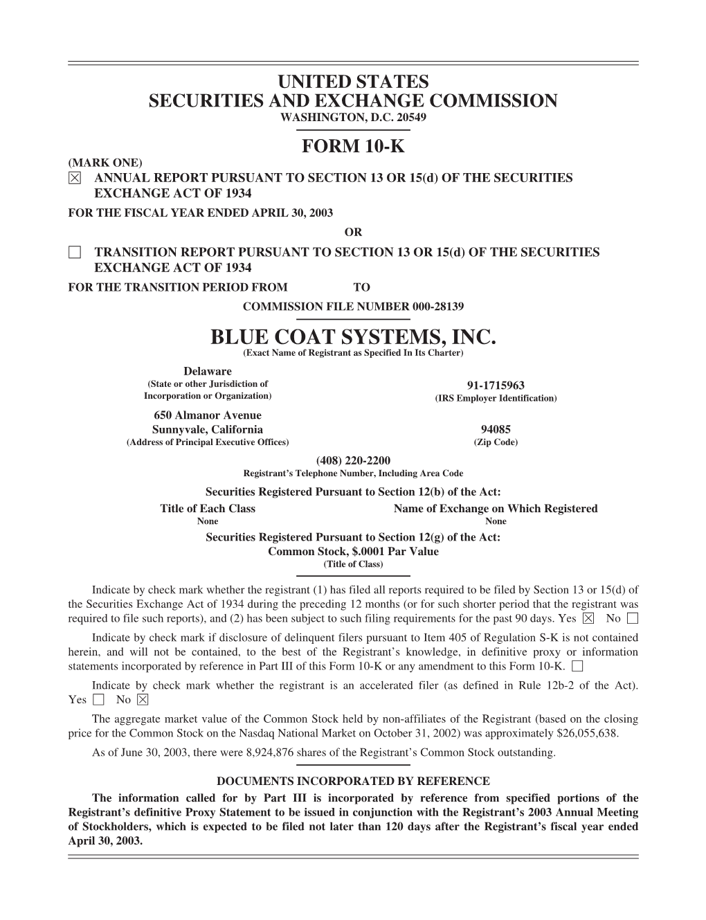 Blue Coat Systems, Inc