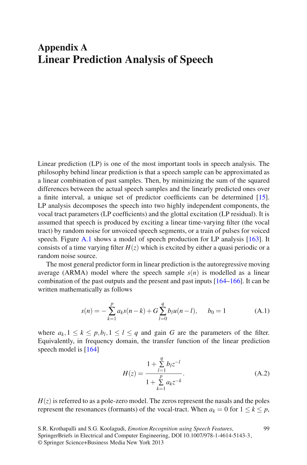 Linear Prediction Analysis of Speech