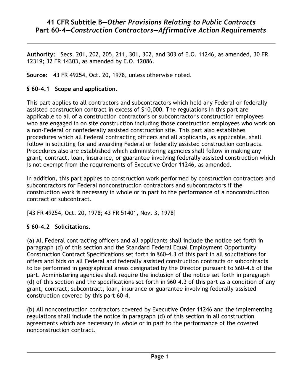 41 CFR Subtitle B Other Provisions Relating to Public Contracts Part 60-4 Construction