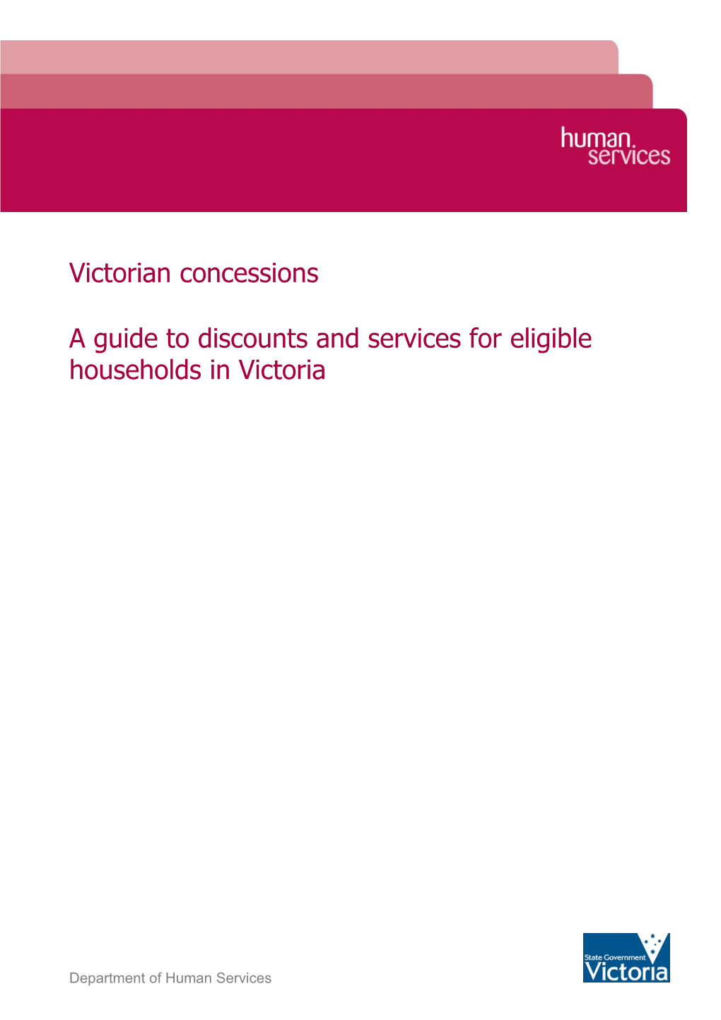 A Guide to Discounts and Services for Eligible Households in Victoria