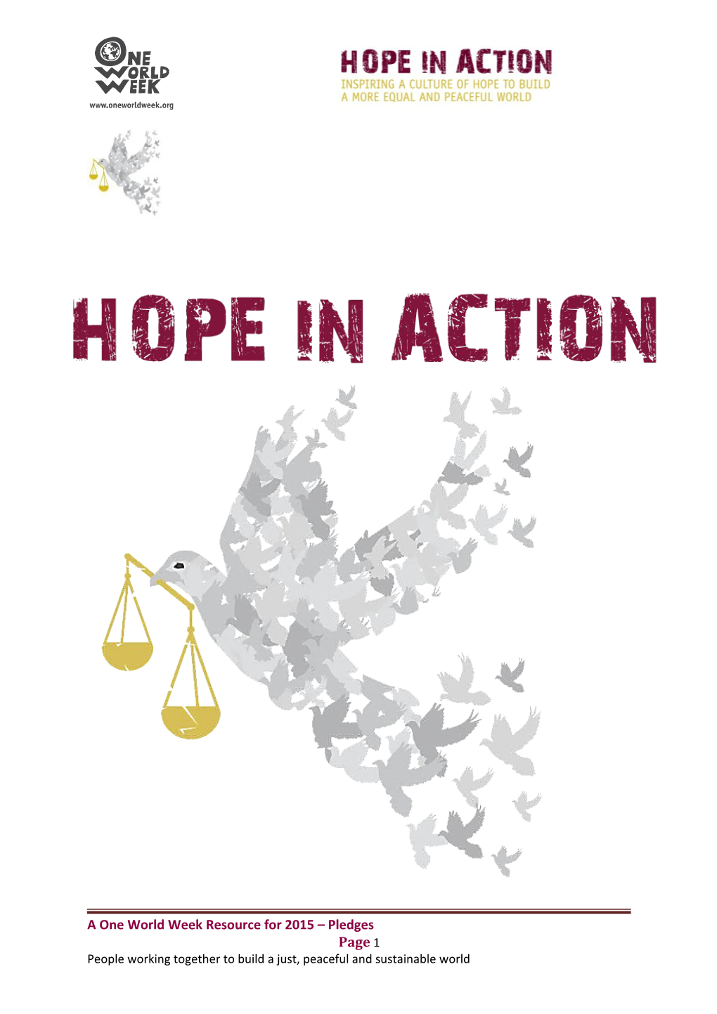 PLEDGES of HOPE to INSPIRE ACTION