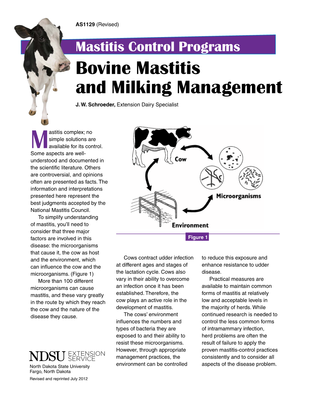 Mastitis Control Programs Bovine Mastitis and Milking Management J