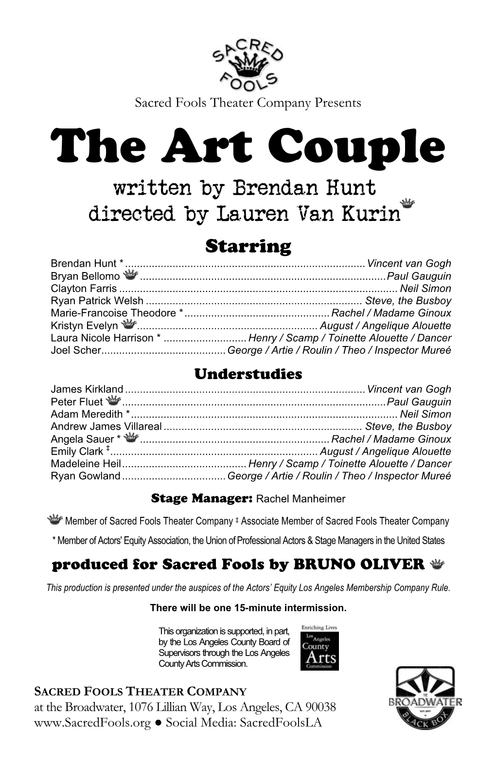 The Art Couple Written by Brendan Hunt Directed by Lauren Van Kurin